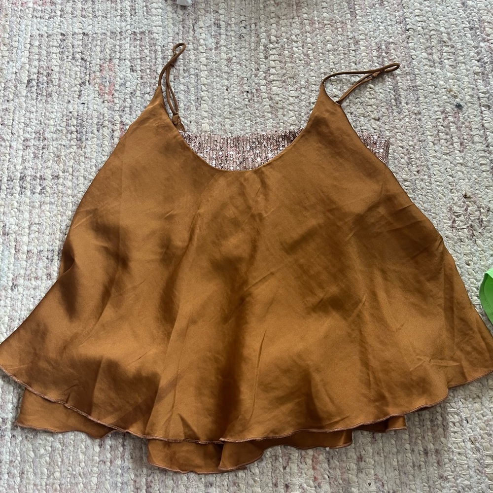 Free people top with attached sequin bralette underneath, worn once